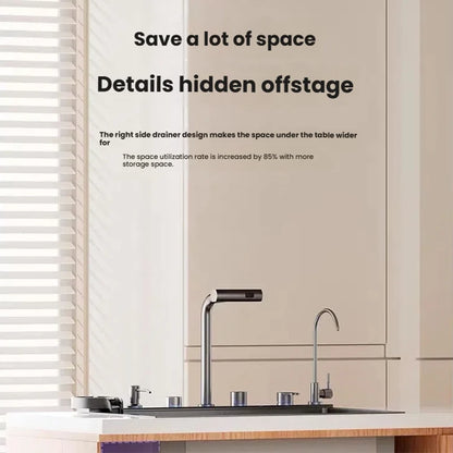 Intelligent Waterfall Stainless Steel Kitchen Sink MultiFunctional Digital Display Porous Large Single Slot Wash Dish Basin