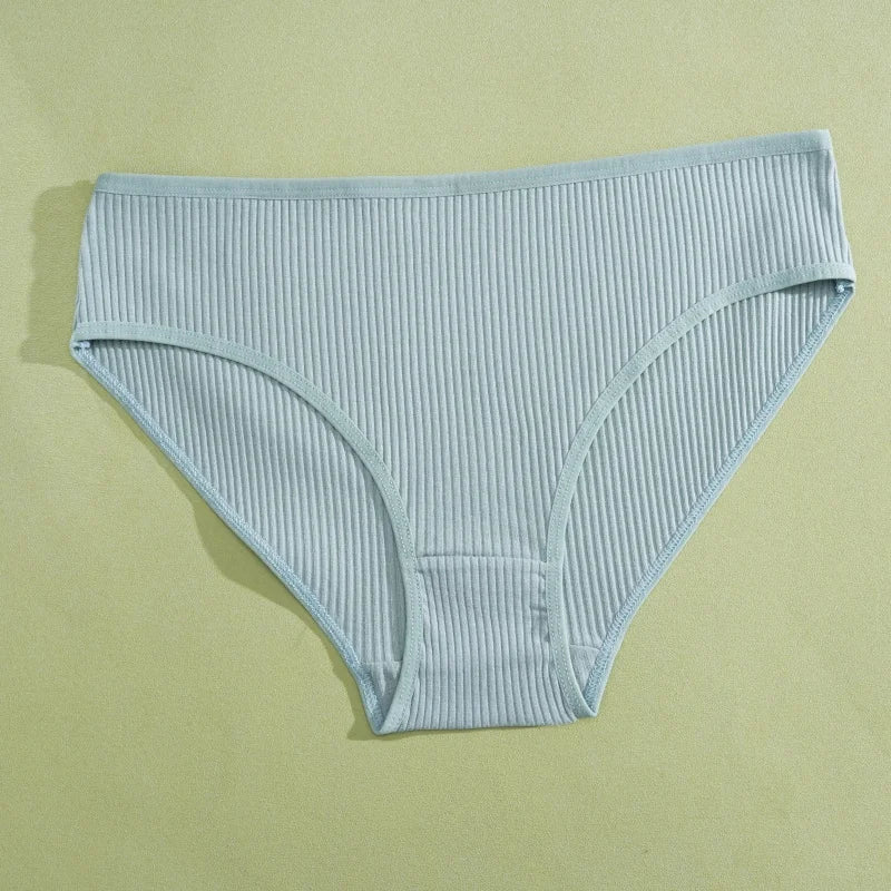 5PCS Women's Cotton Panties Sexy Low Waist Briefs Striped Underpants Female Comfortable Stretch Lingerie Ladies Soft Underwear