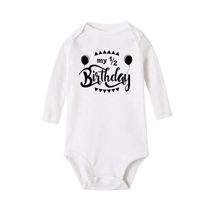 Baby Body Es Ist Mein Halb Geburtstag Briefe Drucken Weiß Kind 1/2 Geburtstag Party Outfit Kleidung Baby Infant Dusche Tragen geschenke.