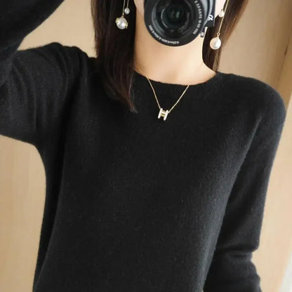 2025 frauen Pullover Frühling Herbst Lange Hülse O-ansatz Pullover Warme Bodenbildung Shirts Koreanische Mode Pullover Strickwaren Weiche Jumper