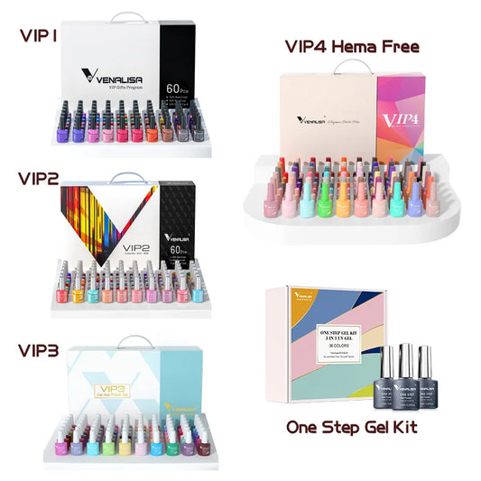 New Fashion Color Venalisa Gel Polish Kit VIP4 HEMA TPO FREE Enamel Vernish For Nail Art Design Whole Set Nail Gel Learner Kit.