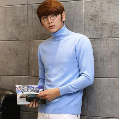 Cashmere Wool Solid Autumn Winter Men's Warm Turtleneck Knit Loose Long Sleeve Sweater Casual Comfortable Pullover Thick Sweater