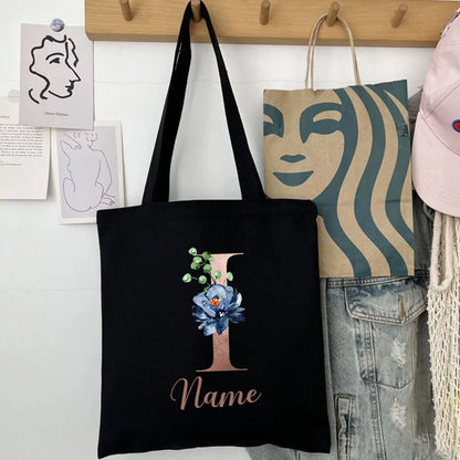 Custom Name Handbag Travel Storage Shoulder Bag Simple Tote Bags Birthday Customize Wedding Bridesmaid Gift Canvas Tote Bag.