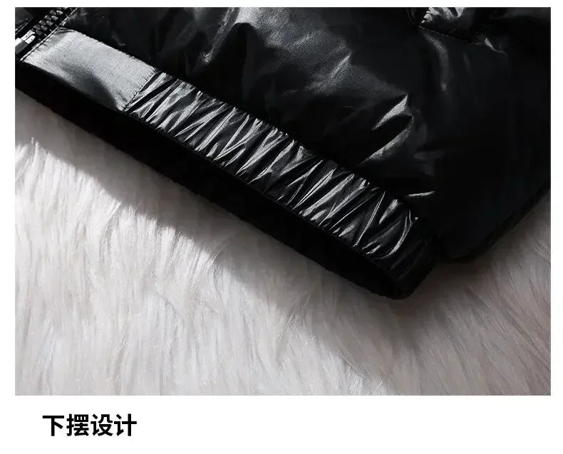 Vest Winter Hooded Glossy Cotton Vest Casual Waistcoat Men's Sleeveless Jacket Warm Overcoats Zipper Solid Color Mens Warm Vests
