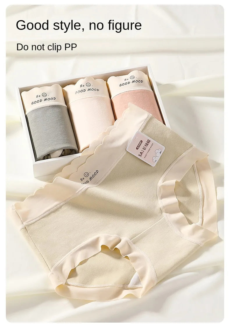 3PCS Female Underwear Antibacterial Pure Cotton Sexy Mid-rise Cotton Panties Woman Traceless Fashions Women's Intimate Intimates.