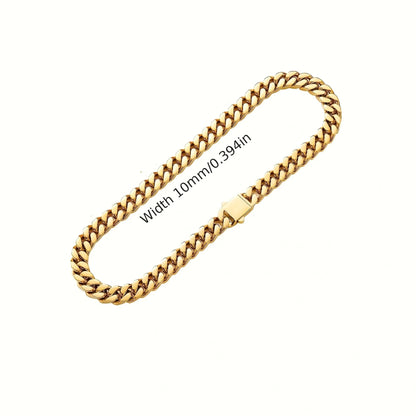 316 Stainless Steel Plated 18k Gold Fashion 8.10.12mm Encrypted Cuban Chain Miami Rap Hip Hop Men's Bracelet Accessory