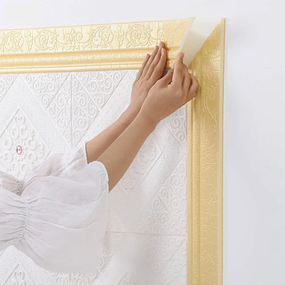 Decorative waterproof and mildew proof 2.3m skirting board 3D pattern self-adhesive wallpaper living room wall sticker