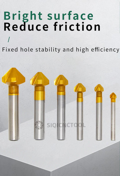 HSS Fasen Anfasen Cutter Schaftfräser Werkzeug Senker Bohrer Set Zu Holz Stell Fasen Cutter Power Tool 3 Flöte 90 grad