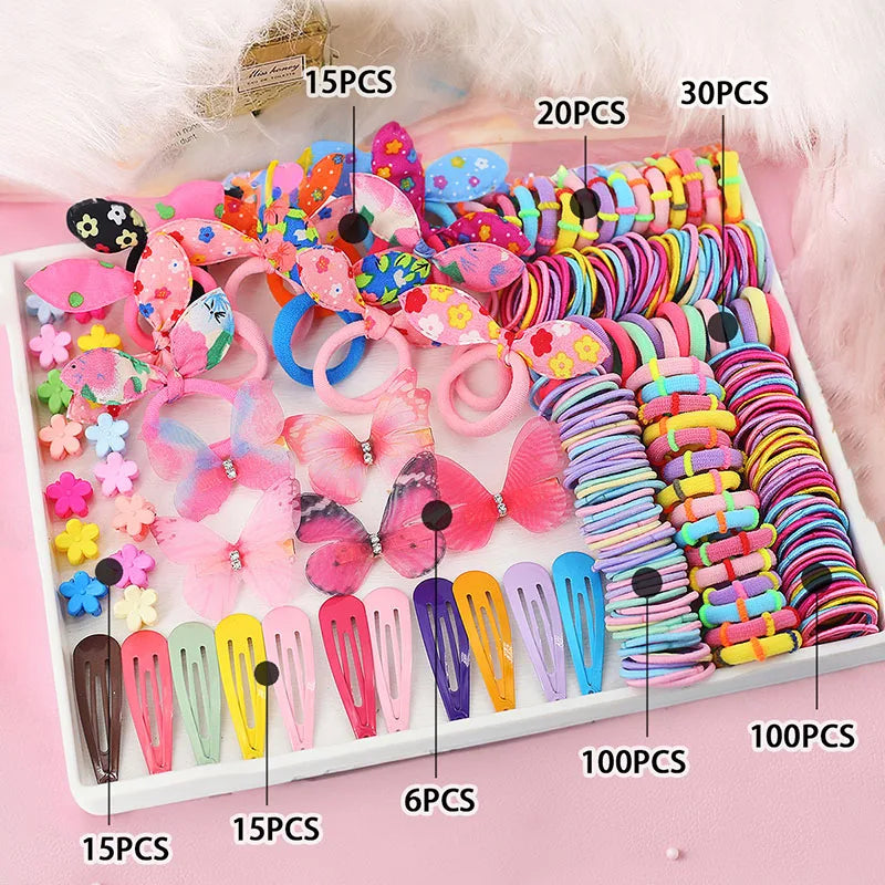 1800PCS Girl Hair Accessories Set Glamour Dainty Hairpins Girl Elastic Hair Bands Hairpins Flower Hair Claws Hair Ties A1314.