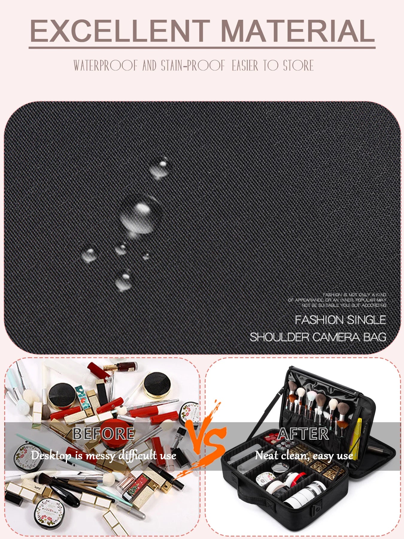 Three-layer Cosmetic Case Large Waterproof Oxford Cloth Manicure Makeup Toolbox,Travel Underwear Storage Box.