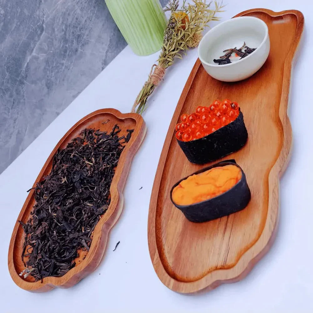 Japanese Style Wooden Tea Coffee Tray Fruit Dessert Candy Plate Wood Decorative Bread Snack Cake Food Dish Trays Tableware.