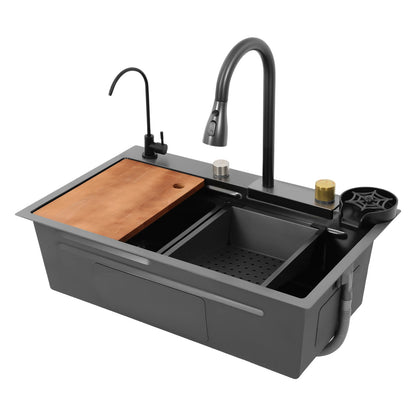 68/75 cm Küchenspüle, Haushaltsspülbecken-Set, Edelstahlspüle, Unterbau-Küchenspüle, rostfrei, großes Fassungsvermögen