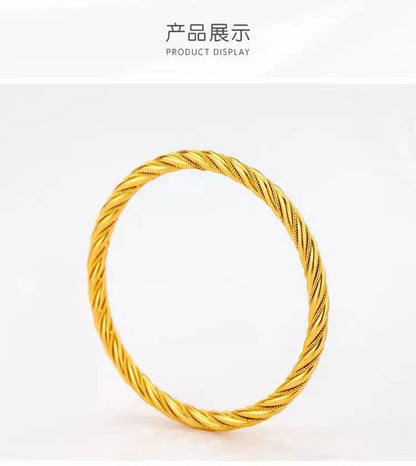Real 18k Golden Fried Dough Twists Bracelet for Woman 18K No Demolding Fine Jewelry Luxury High-quality Bracelet.