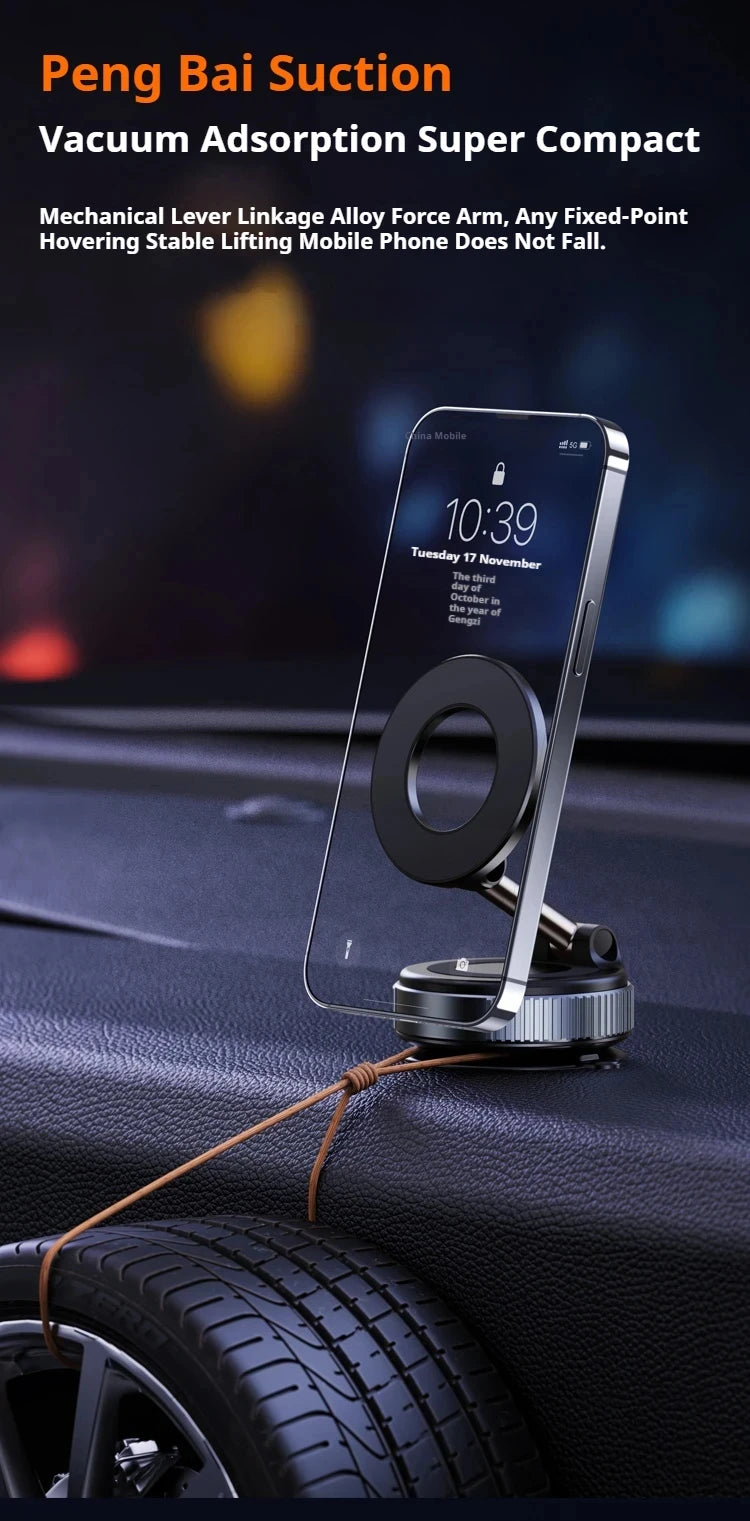 Xiaomi Magsafe Car Phone Holder Suction Cup Vacuum Magnetic Phone Stand 360° rotatable and Foldable Suction Cup Phone Holder.