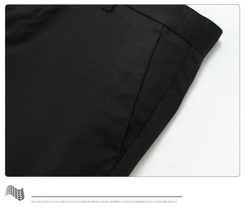 Thin Men Bamboo Summer Pants Casual High Quality Business Classic Fashion Stretch Slim Formal Straight Trousers Black Gray Khaki