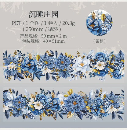 50mm*2m PET Natural Plant Flowers tape Sticker Decorative collage Adhesive Diy Scrapbooking hand made Masking tape