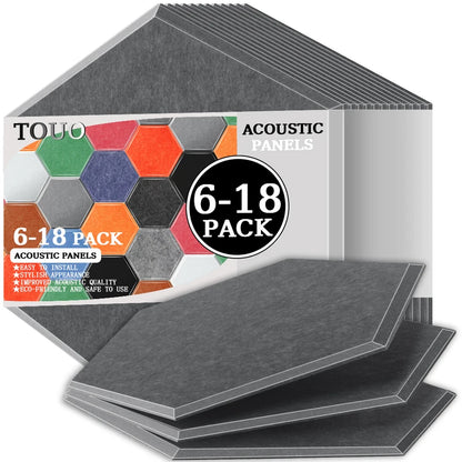 TOUO Acoustic Panels 6-18pc Noise Treatment Insulation Soundproofing Home Studio High Density Soundproof Wall Decor Bedroom