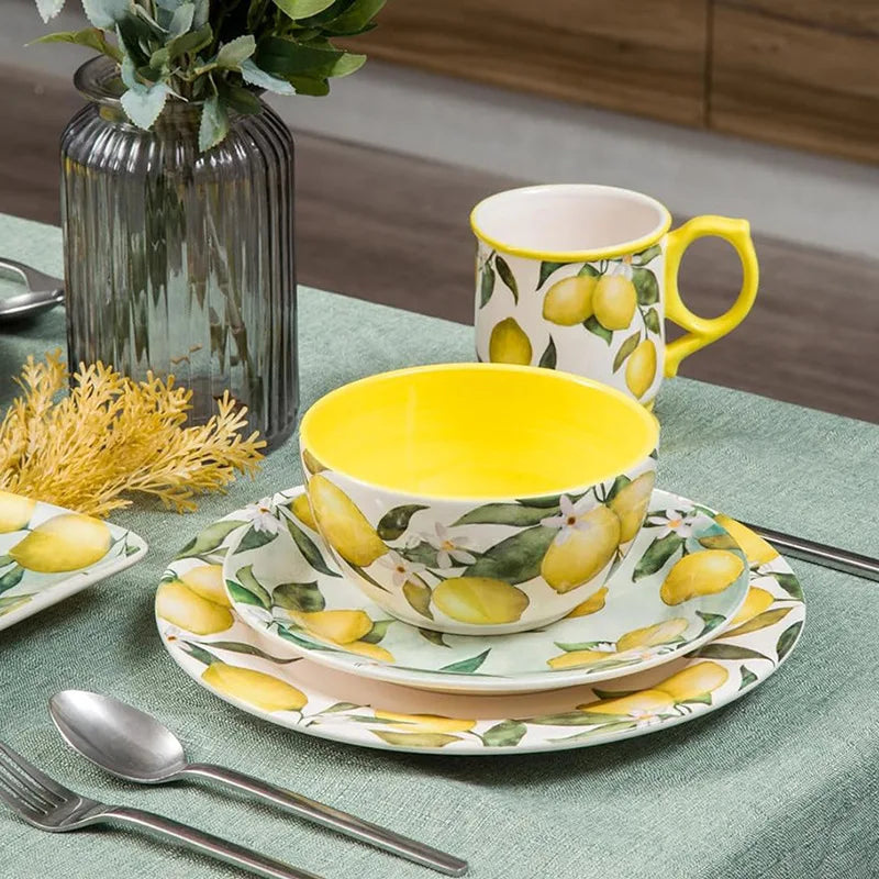 Creative Lemon Plate Ceramic Fruit Dish Ins Style Home Dining Thai Restaurant Tableware.