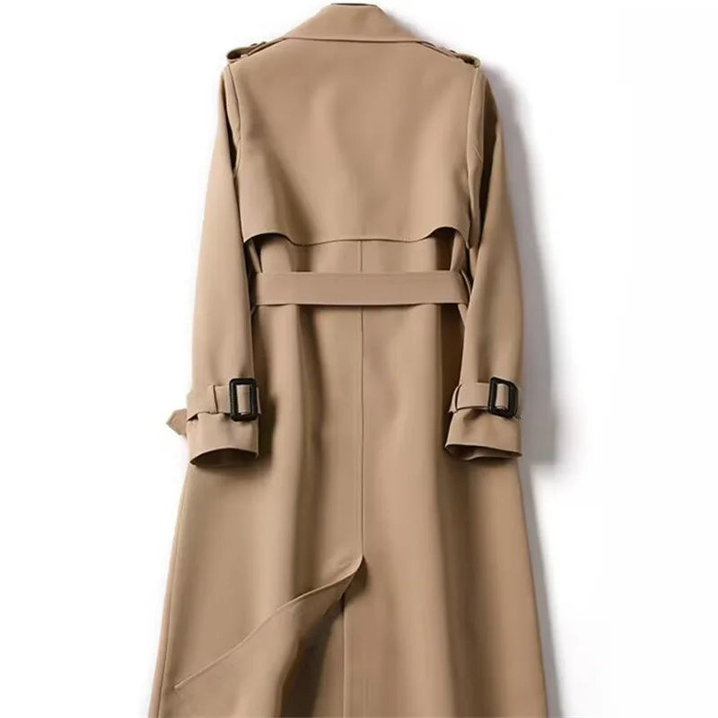 Herbst Winter Langarm Graben Mantel Für Frauen 2024 Mode Lose Büro Dame Lange Outer Jacke Mäntel Weibliche Kleidung