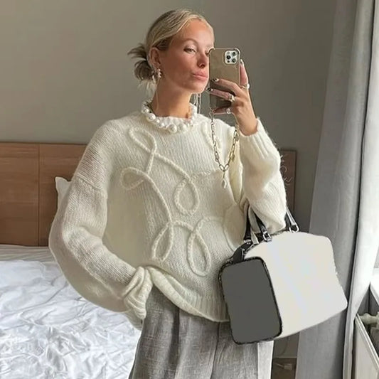 Talenza Herbst Casual Pullover frauen Solide Oansatz Langarm Pullover Neue Lose Pendeln Büro Chic Gestrickte Pullover Outfits