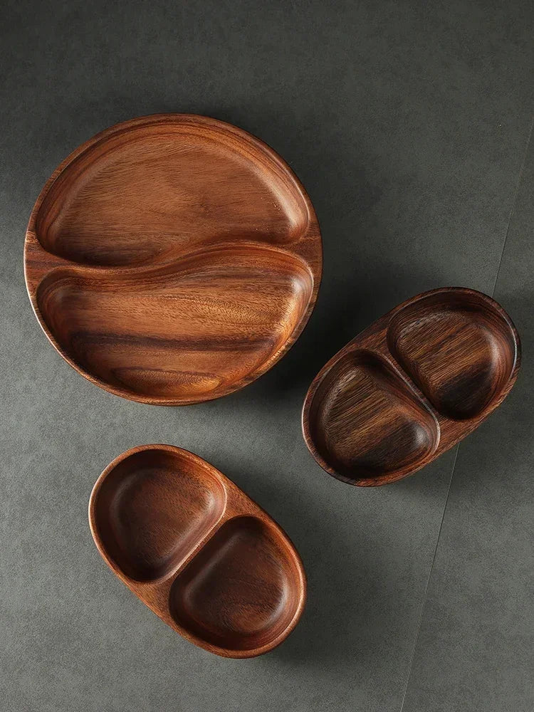Solid Wood Tray Acacia Wood Premium Kung Fu Tea Small Tray Fruit Snacks Nuts Dessert Plate Desktop Storage Tableware.