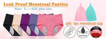 10pcs Leak Proof Menstrual Panties High Waist Women Period Underpants Plus Size 8XL Physiological Waterproof Briefs Wholesale.
