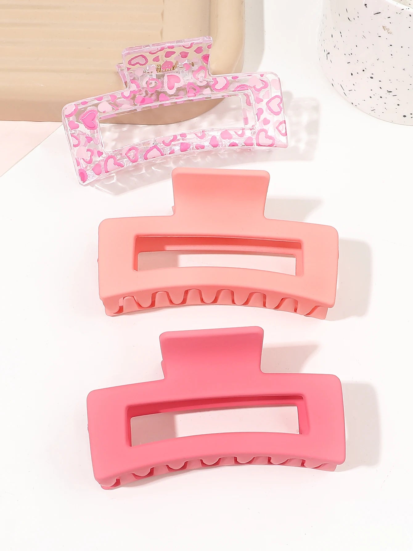 1/3/4/6 Pcs Medium Hair Claw Clips for Women Girls, Pink Strong Hold Matte Square Hair Clips for Thick Thin Hair