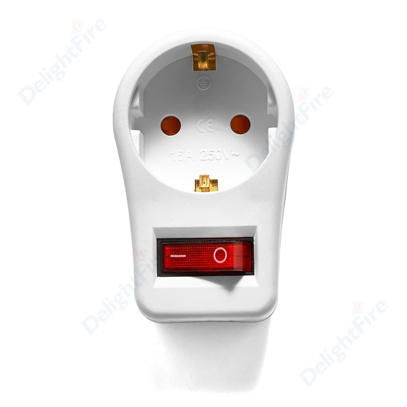 EU-Steckdose mit EIN/AUS-Schalter, 2-polig, 4,8 mm, europäischer Standard-Adapter, Erweiterungssteckdose, Stromverlängerungsstecker-Konverter.