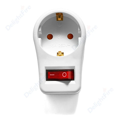 EU-Steckdose mit EIN/AUS-Schalter, 2-polig, 4,8 mm, europäischer Standard-Adapter, Erweiterungssteckdose, Stromverlängerungsstecker-Konverter.