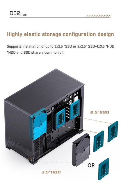 Jonsbo D32 STD/PRO MINI Desktop Case MINI-ITX MATX PC Case Support ATX/SFX Power Supply 240Water Cooling Computer Office Chassis