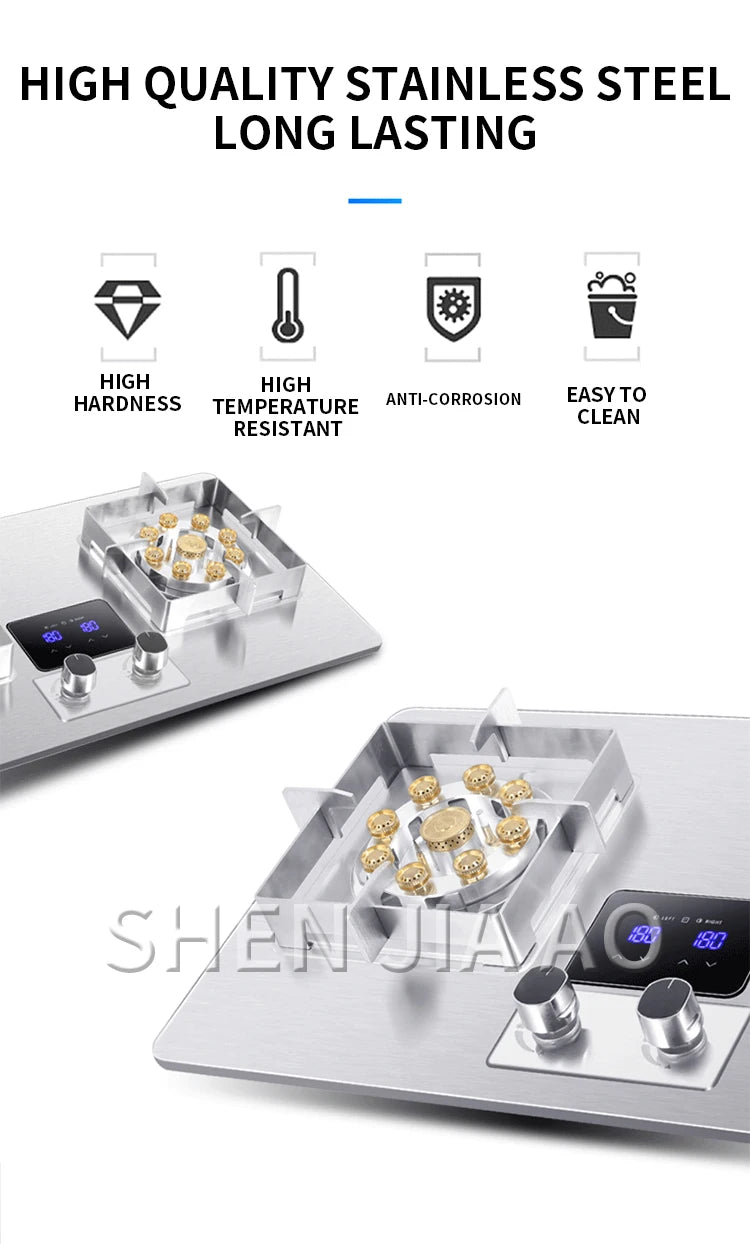 5KW Gas Stove Home Double Embedded Gas Stove Energy-saving Fierce Fire Stove Gas Cooktop Double hole gas stove.