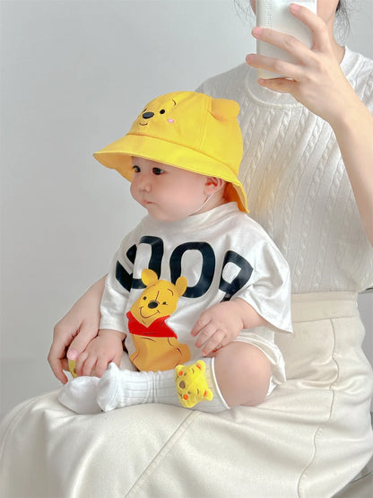 Cartoon Pooh Bär Bodys Schatz Tasche Furz Kleidung Baumwolle Weiche Sommer Baby Kleidung Neugeborenen Fotografie Strampler K5652.