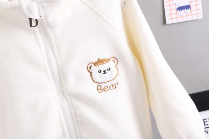 2025new winter girls plush set for boys casual sports two-piece set for baby toddler outdoor clothing sets.