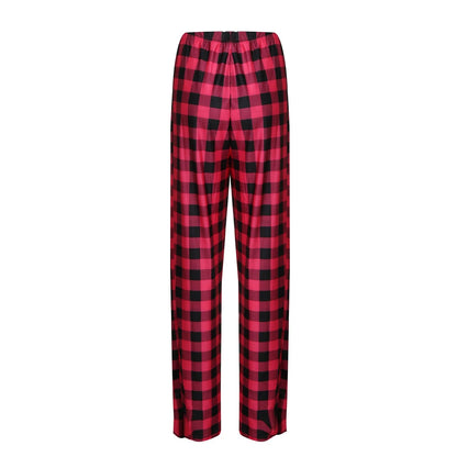 Frauen Weihnachten Pyjama Hosen Herbst Winter Plaid Gedruckt Hosen Mode Lässig Breite Bein Hosen Kleidung Streetwear