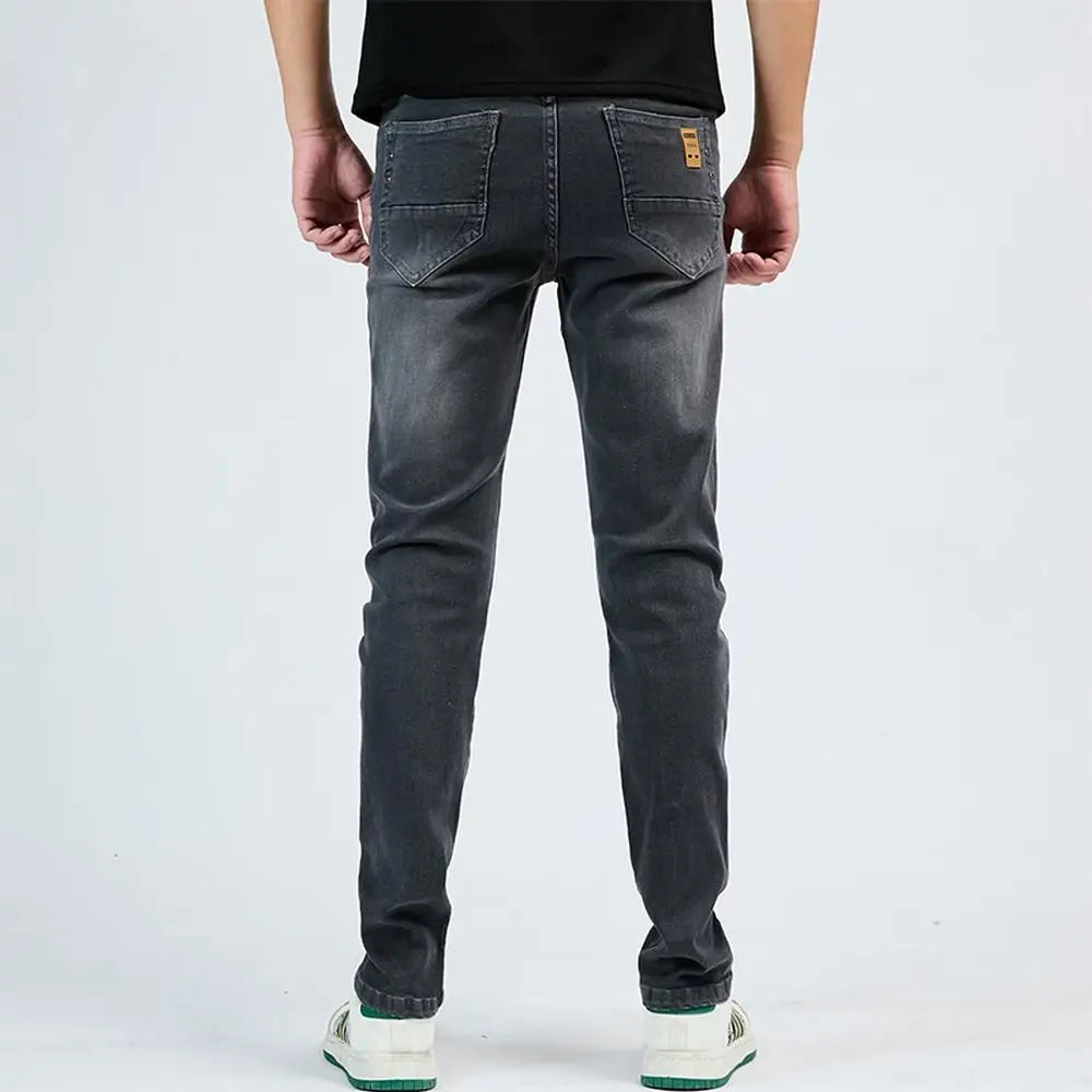 2025 Autumn Men's White Slim Fit Straight Jeans Casual Stretch Denim Pants Comfortable Fashion Streetwear Male Brand Clothing