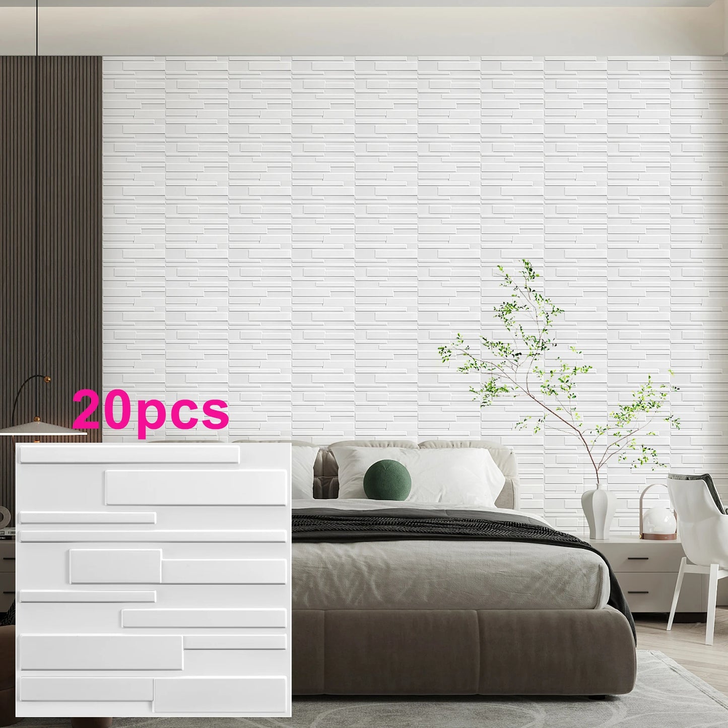 KUUJOJO 20pcs 3D textured wall panel for indoor wall decoration, suitable for living room, hall, bedroom, hotel, office