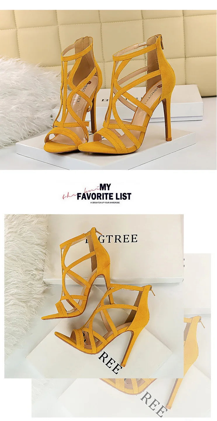 BIGTREE Shoes Roman Style High Heels Woman Pumps Stiletto Heels 11 Cm Women Heels Sexy Party Shoes Hollow Out Women Sandals 2025.