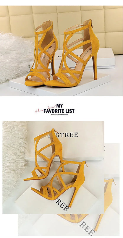 BIGTREE Shoes Roman Style High Heels Woman Pumps Stiletto Heels 11 Cm Women Heels Sexy Party Shoes Hollow Out Women Sandals 2025.