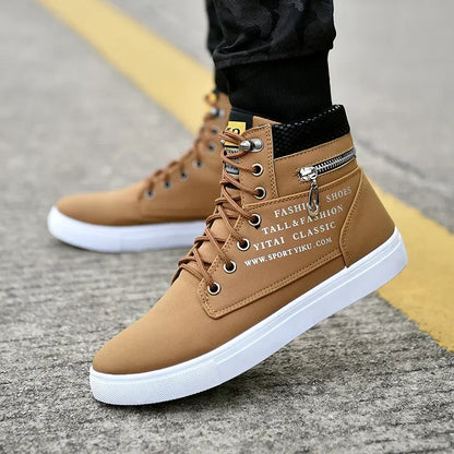 Men Vulcanized Shoes  British Style High Top Casual Sneakers Men Canvas Shoes Man Sports Skateboarding Shoes Fashion Male.