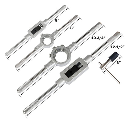 Rimoody 110-teiliges Gewindebohrer- und Sterbenlagerstahl-Titan-Werkzeugset, metrische und standardmäßige Gewindebohrer- und Matrizenhalter, Werkzeug- und Autoreparatur-Werkzeug-Set-Box