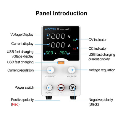 Wanptek Laboratory Power Supply 30V 5A 30V 10A 60V 5A 120V 3A Encoder Adjustment with USB Fast Charging Lab DC Power Supply.