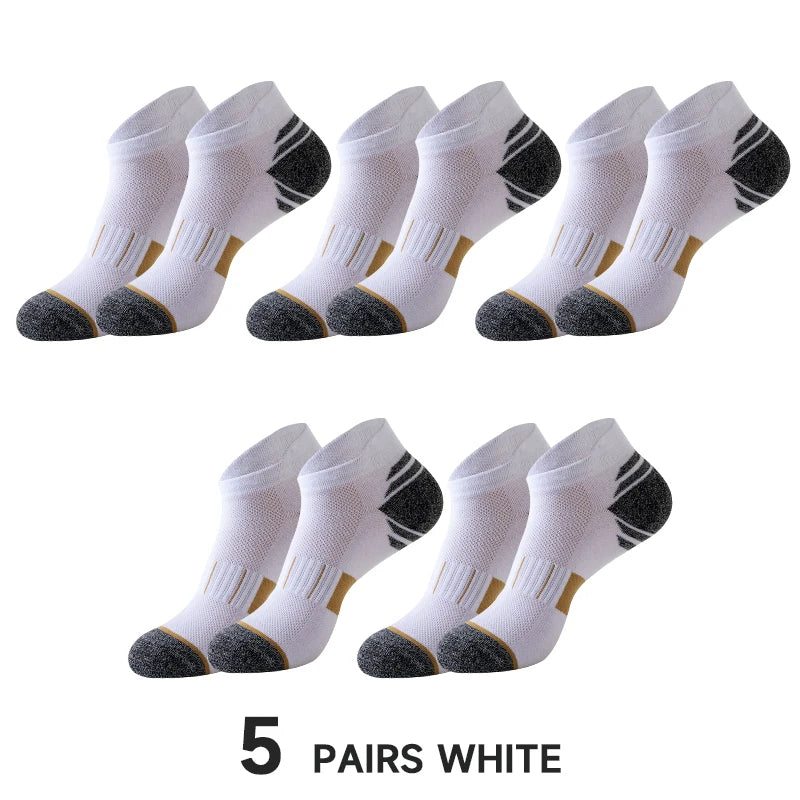 5 Pairs Socks Men's Short Socks Sweat Absorbent and Odorous Basketball Socks Running Sports Socks Breathable Mesh Men's Socks