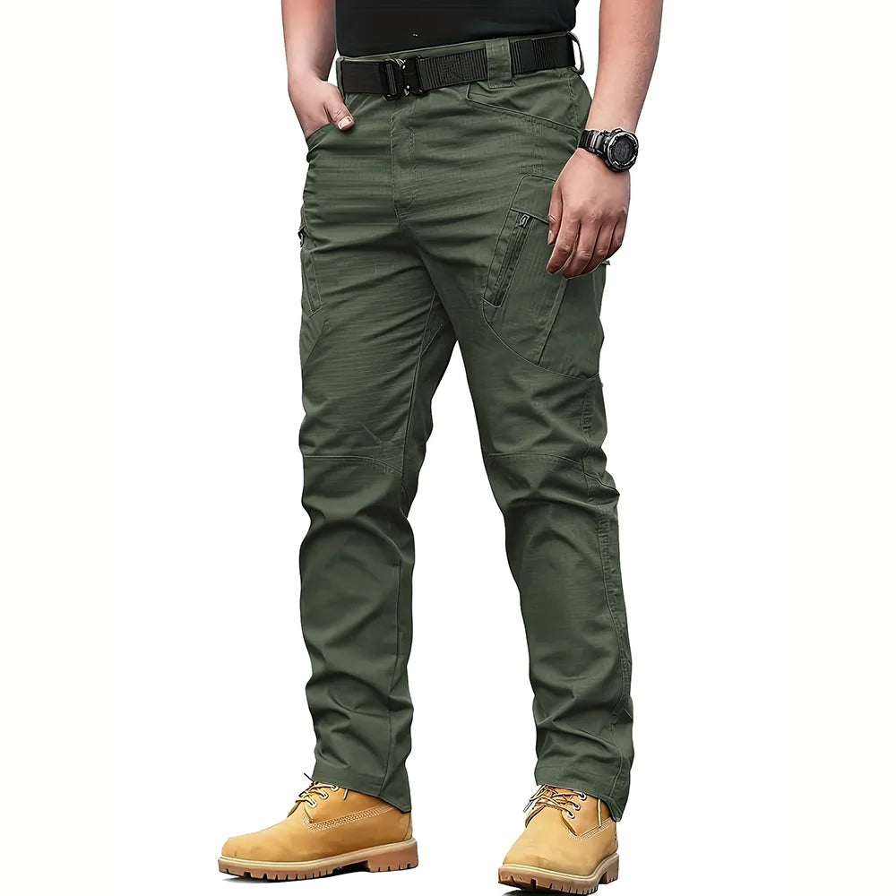 Men's multifunctional pocket tactical pants, wear-resistant Cargo Pants, water repellent, suitable for hiking and outdoor work.