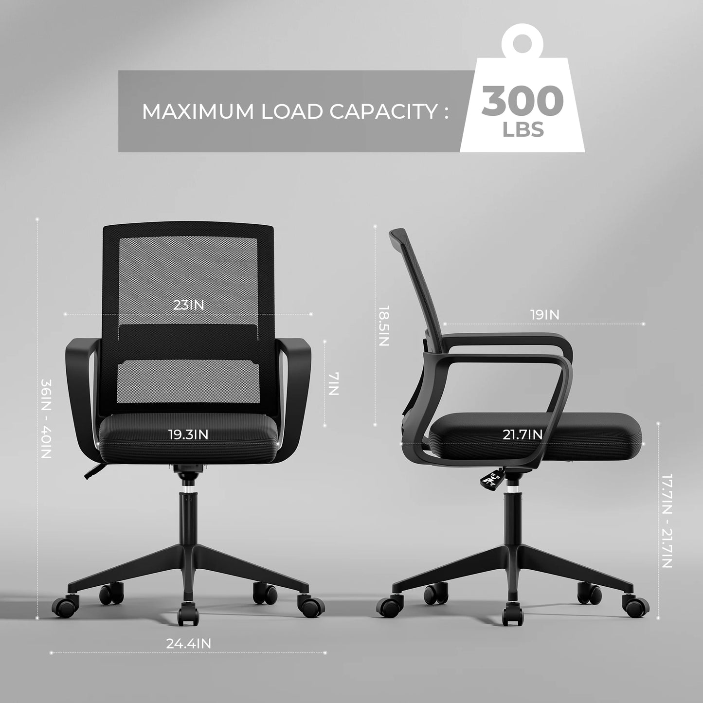 Sukida Bürostuhl, ergonomischer Mesh-Gaming-Stuhl mit mittlerer Rückenkissen, Lordosenstütze für die Arbeit zu Hause und im Schlafzimmer