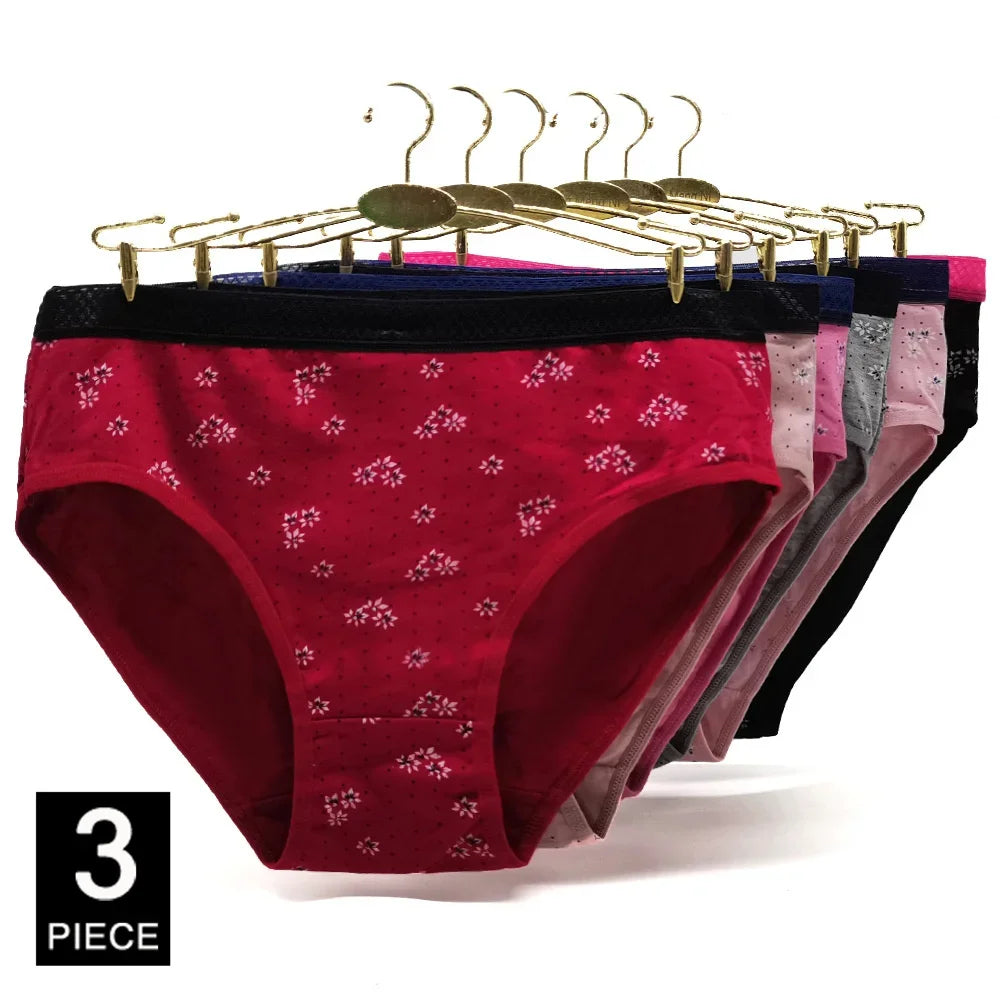 Women Briefs Cotton Panties Plus Size Underwear Woman Knickers Lady Lingerie Girl intimate Large 3 Pieces/lot.