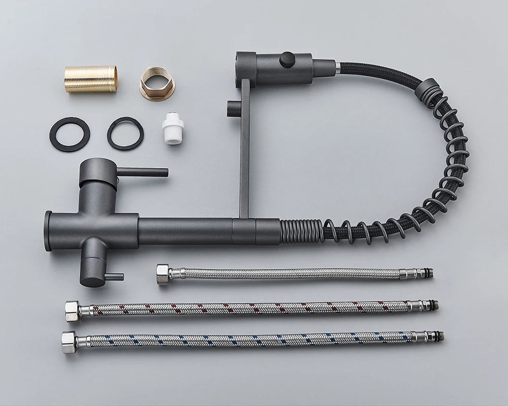 Black Filtered Kitchen Water Filter Kitchen Faucets Dual Spout Filter Faucet Mixer Water Purification Water Crane For Kitchen