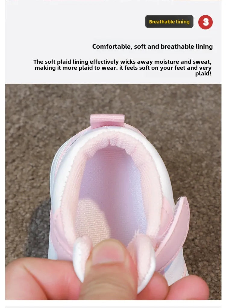 Fashion Kids Sneakers Spring Autumn High Top Breathable Casual Shoes Girls Non-slip Board Shoes Boys Outdoors Basketball Shoes.