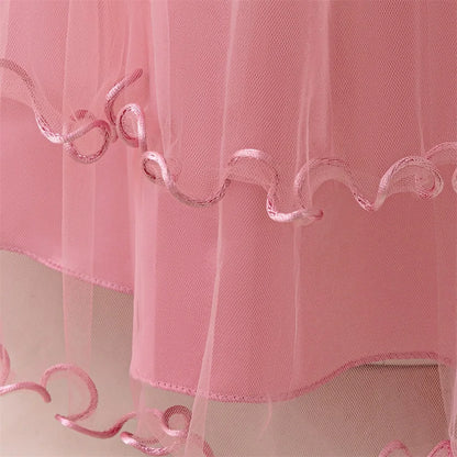 Kinder Kleid Neue Geburtstag Party Mädchen Prinzessin Kleid Gestickte Mesh Hochzeit Blume Junge Elegante Kinder Abend Kleidung Kostüm