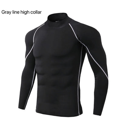 Men's Workout Compression Shirt Quick Dry Running T-shirt Turtleneck Long Sleeve Rash Guard Gym Base Layer Athletic Undershirt.