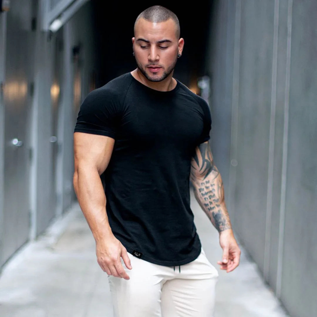 New Fashion Men's Summer Casual Comfortable Tight-Fitting T-Shirt Sports Gym Sportswear Quick-Drying Breathable T Shirt M-3XL